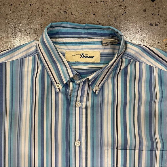 Vintage Penmans blue stripe shirt US L - Picture 6 of 6
